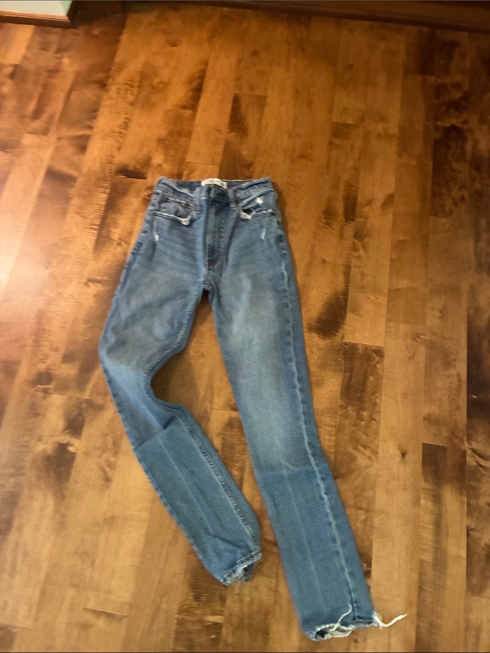 Abercrombie & Fitch Distressed Light Blue High-Rise Jeans